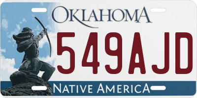 OK license plate 549AJD