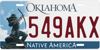 OK license plate 549AKX