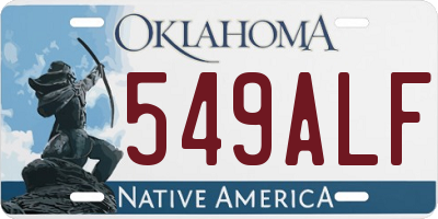 OK license plate 549ALF