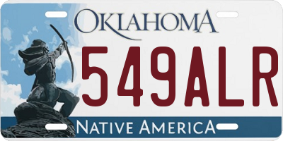 OK license plate 549ALR