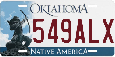 OK license plate 549ALX