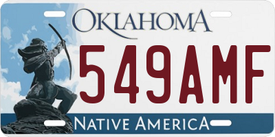 OK license plate 549AMF
