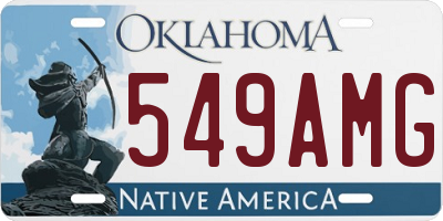 OK license plate 549AMG