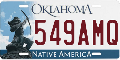 OK license plate 549AMQ