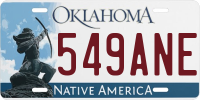 OK license plate 549ANE