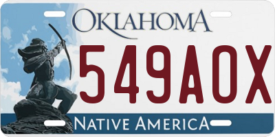 OK license plate 549AOX