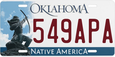 OK license plate 549APA