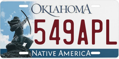 OK license plate 549APL
