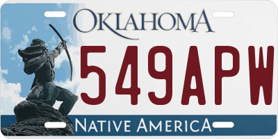OK license plate 549APW