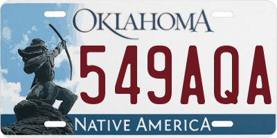 OK license plate 549AQA