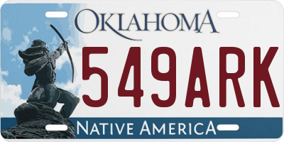 OK license plate 549ARK