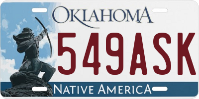 OK license plate 549ASK