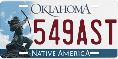 OK license plate 549AST