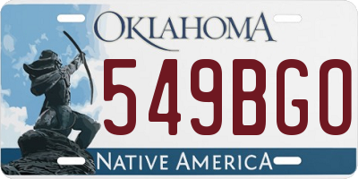 OK license plate 549BGO