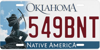 OK license plate 549BNT