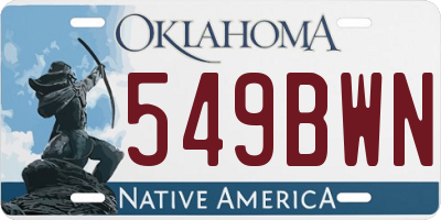 OK license plate 549BWN