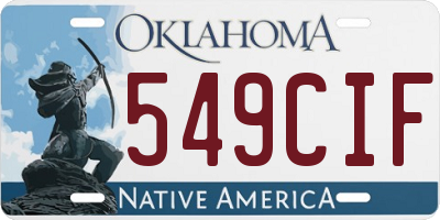OK license plate 549CIF