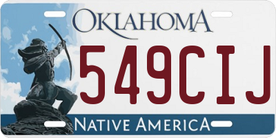 OK license plate 549CIJ