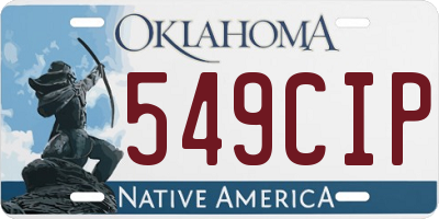 OK license plate 549CIP