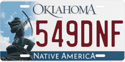 OK license plate 549DNF