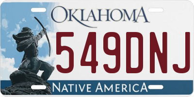 OK license plate 549DNJ