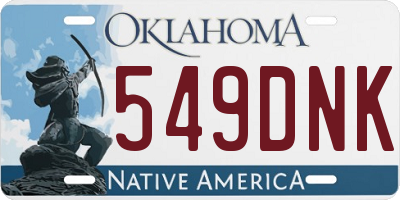 OK license plate 549DNK