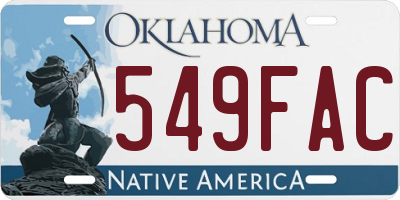 OK license plate 549FAC