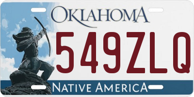 OK license plate 549ZLQ