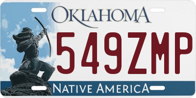OK license plate 549ZMP