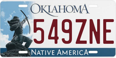 OK license plate 549ZNE