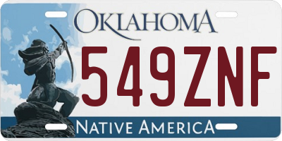 OK license plate 549ZNF