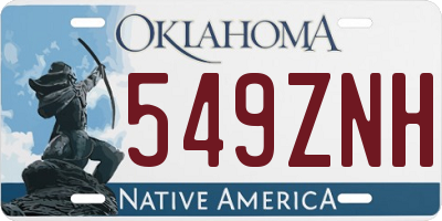 OK license plate 549ZNH