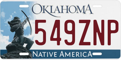 OK license plate 549ZNP