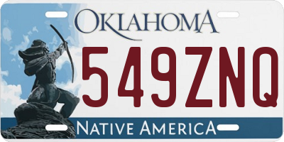 OK license plate 549ZNQ