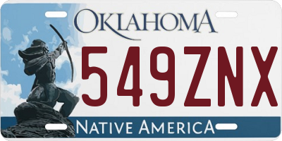 OK license plate 549ZNX