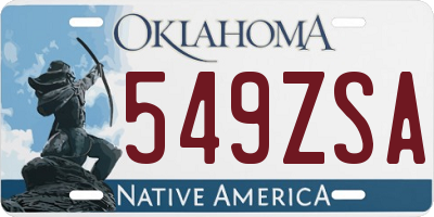 OK license plate 549ZSA