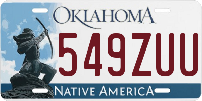OK license plate 549ZUU