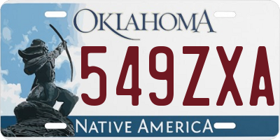 OK license plate 549ZXA