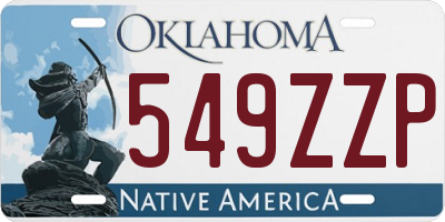 OK license plate 549ZZP