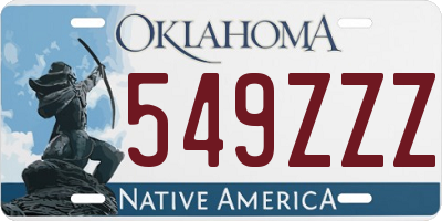 OK license plate 549ZZZ