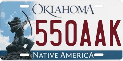 OK license plate 550AAK