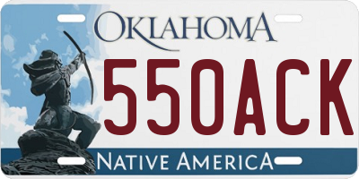 OK license plate 550ACK