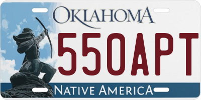 OK license plate 550APT