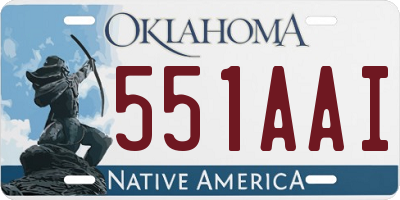 OK license plate 551AAI