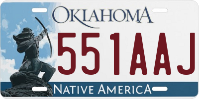 OK license plate 551AAJ