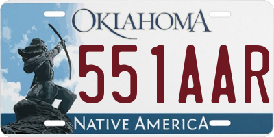 OK license plate 551AAR