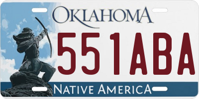 OK license plate 551ABA