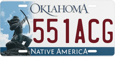 OK license plate 551ACG
