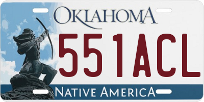 OK license plate 551ACL