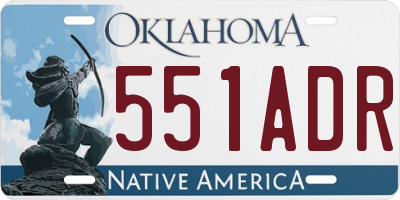 OK license plate 551ADR